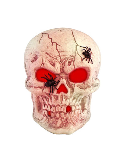 Tête de mort décorative en plastique avec LED rouges 23 x 25 x 33 cm
