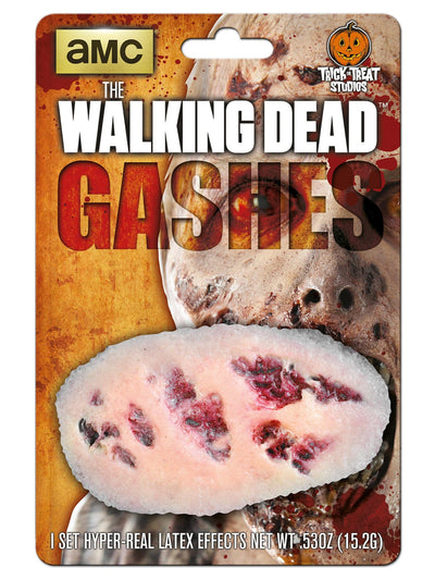 Prothèse en latex de blessures sanglantes The Walking Dead pour adulte beige et rouge