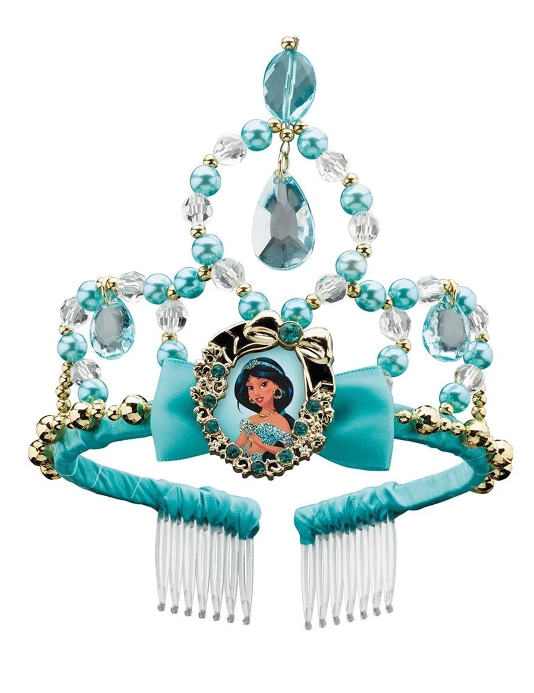 Tiare Jasmine pour fille bleue avec perles et médaillon