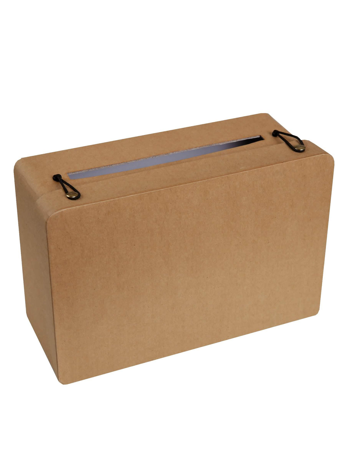 Pușculiță din carton tip valiză kraft pentru nuntă, de culoare naturală