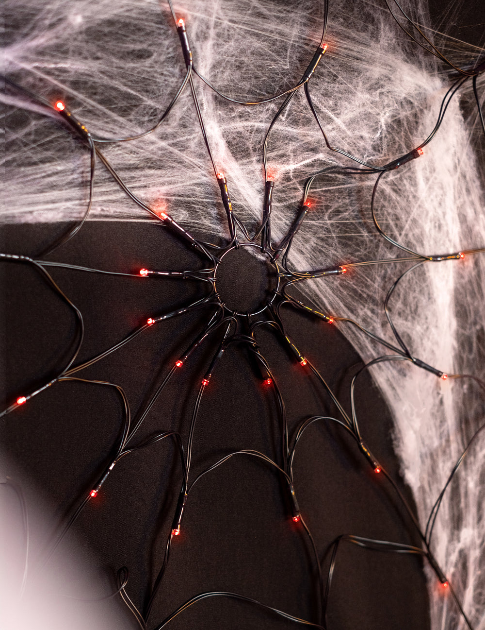 Détail des ampoules de la toile d'araignée lumineuse LED pour décoration