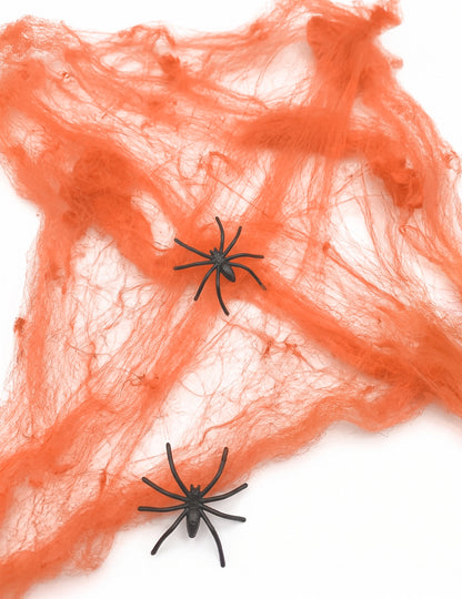 Toile d'araignée orange avec araignées 20 g Halloween