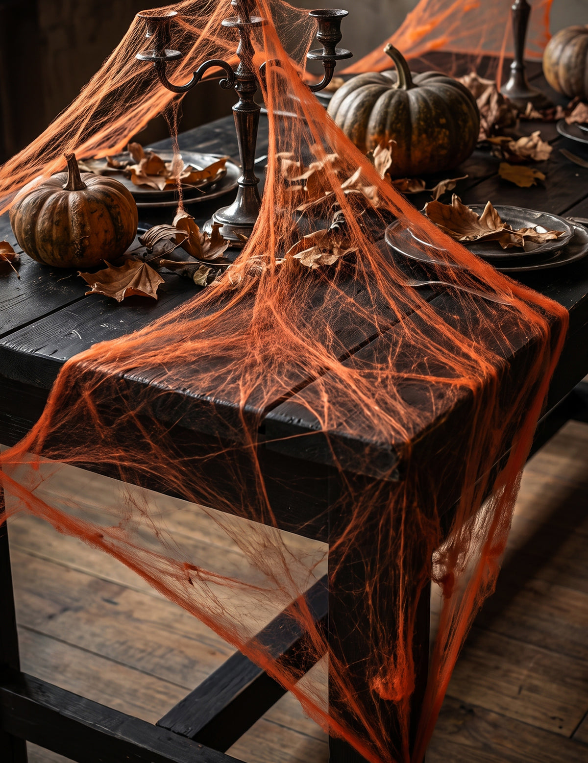 Toile d'araignée orange avec araignées 20 g Halloween