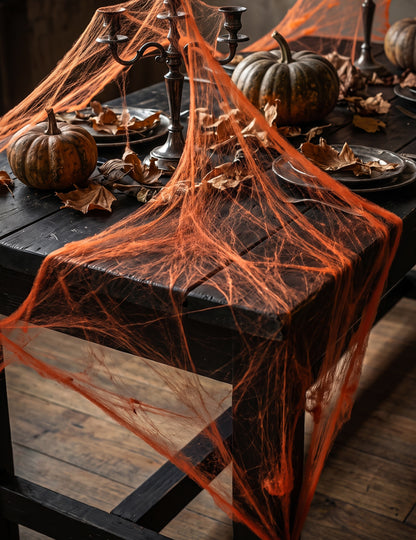 Toile d'araignée orange avec araignées 20 g Halloween