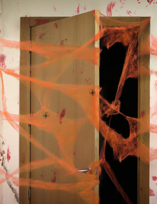 Pânză de păianjen portocalie cu păianjeni 20 g Halloween