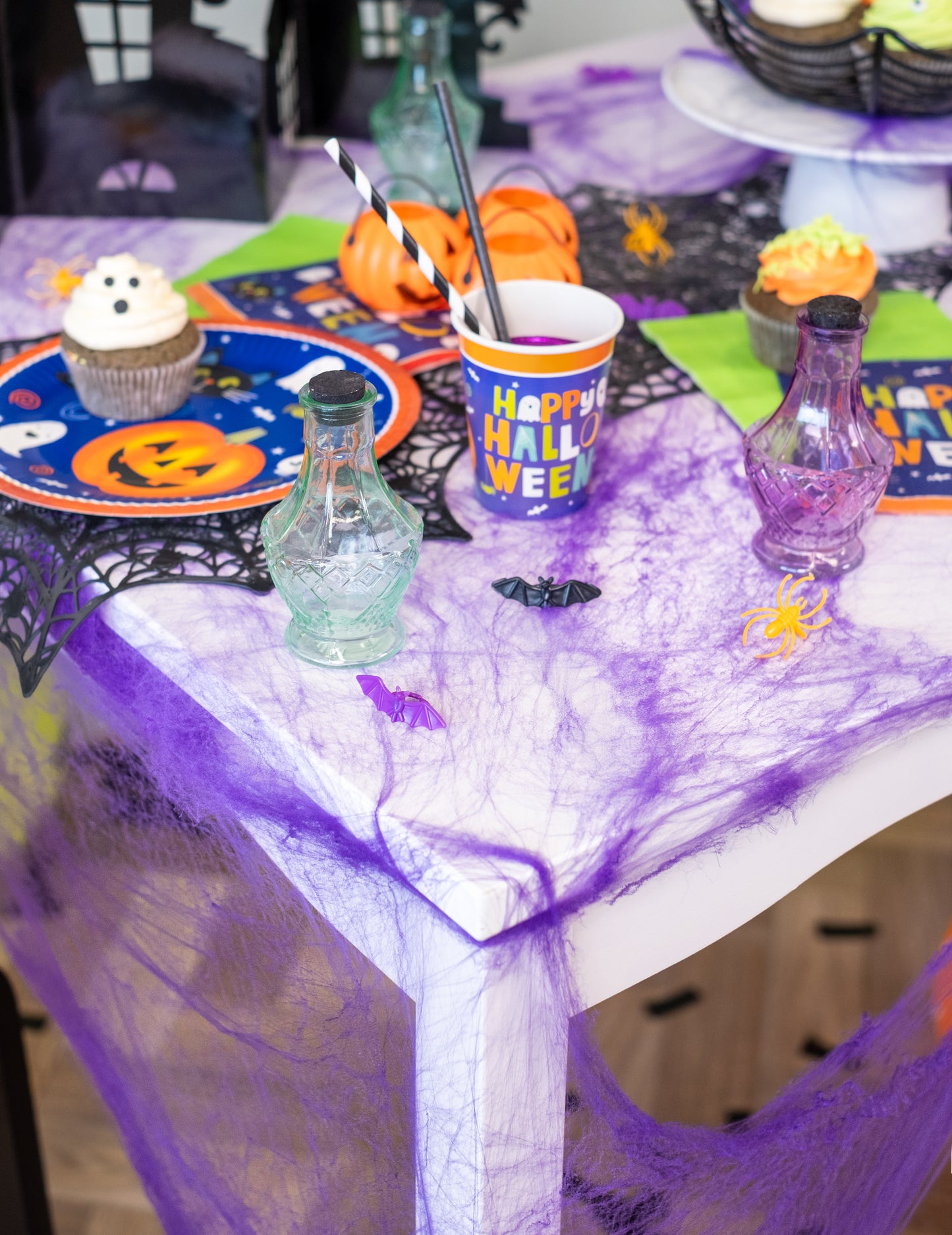 Violet Spider Web cu păianjeni 20 g Halloween