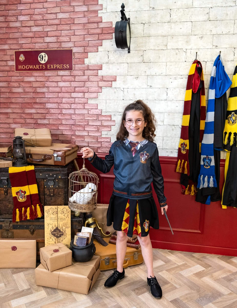 Top cu fustă Gryffondor Harry Potter pentru fată gri și roșu