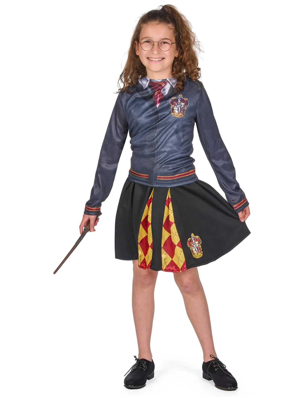 Prezentare generală cu baghetă magică a topului cu fustă Gryffindor Harry Potter™ pentru fată
