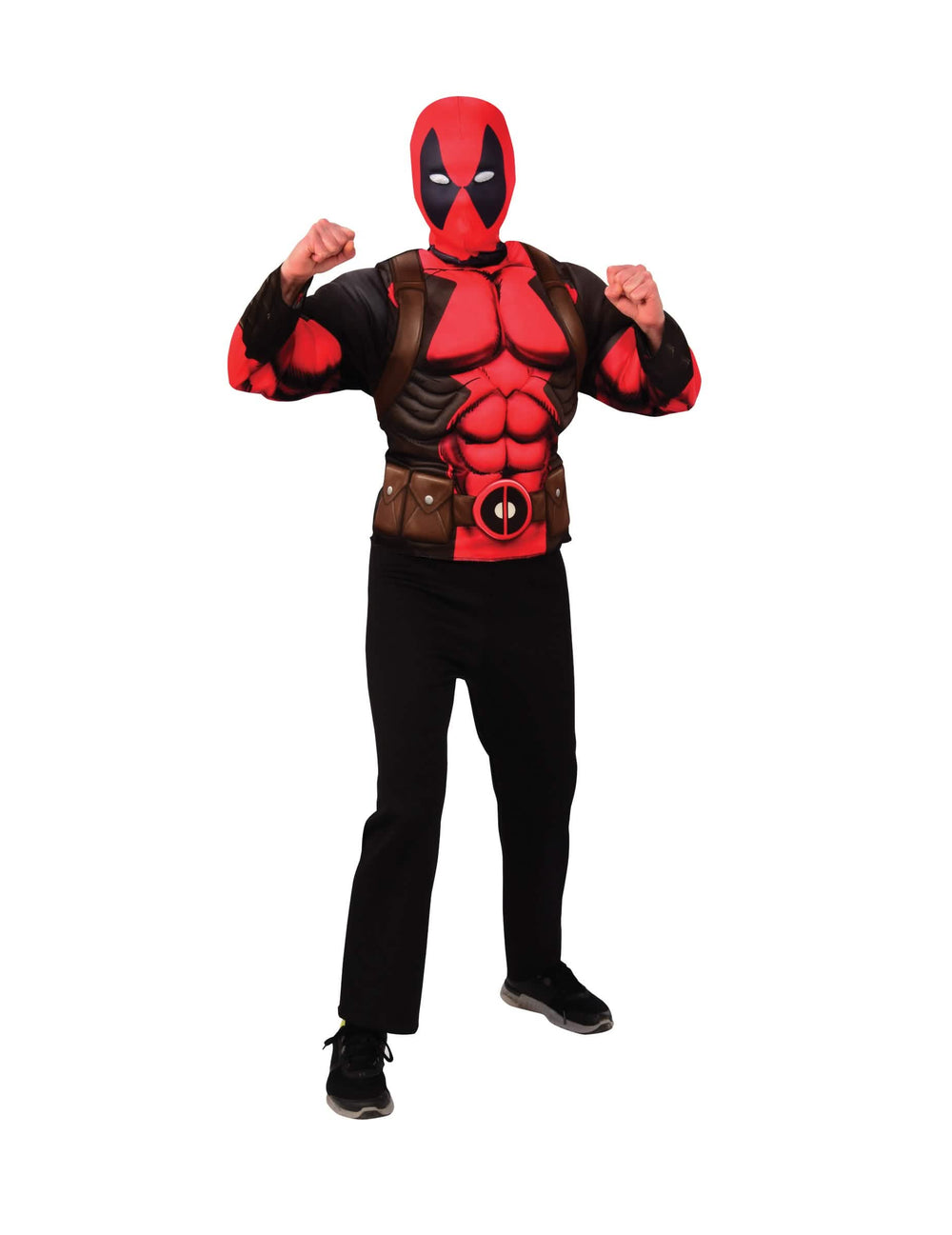 Top et cagoule Deadpool pour adolescent rouge et noir avec buste musclé