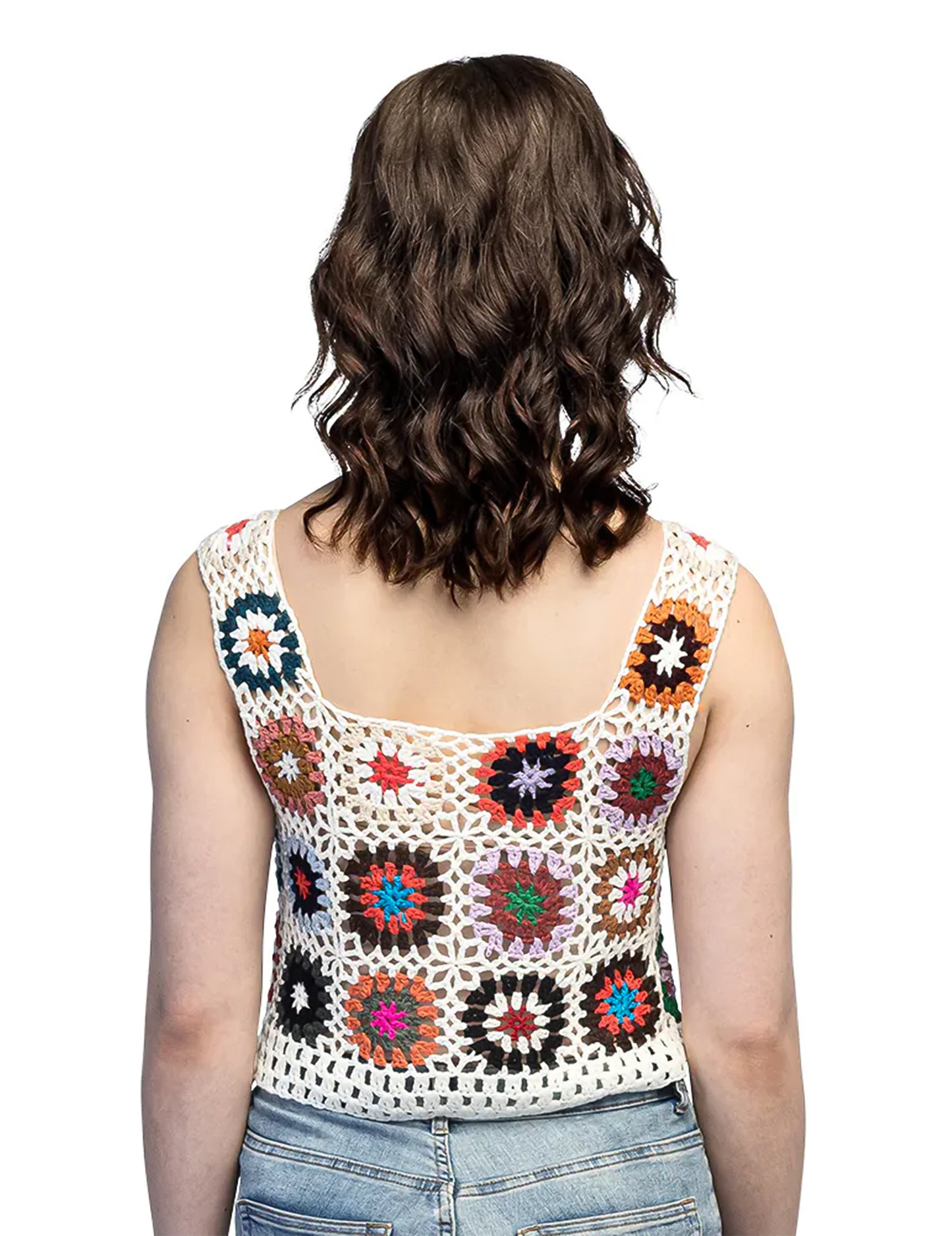 Top hippie floral din croșet pentru adulți 