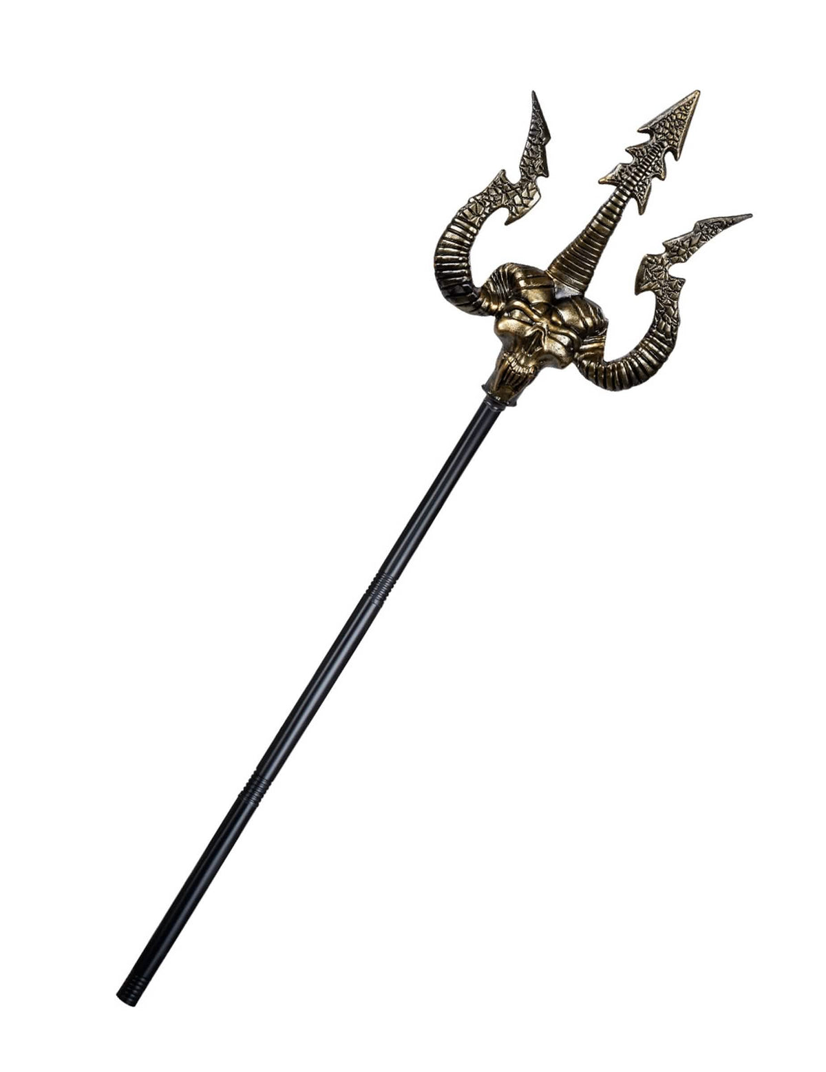 Trident satanic pentru adult negru și auriu cu craniu