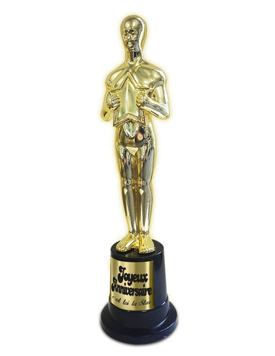 Trophée de star 1 ans de plus pour anniversaire doré et noir