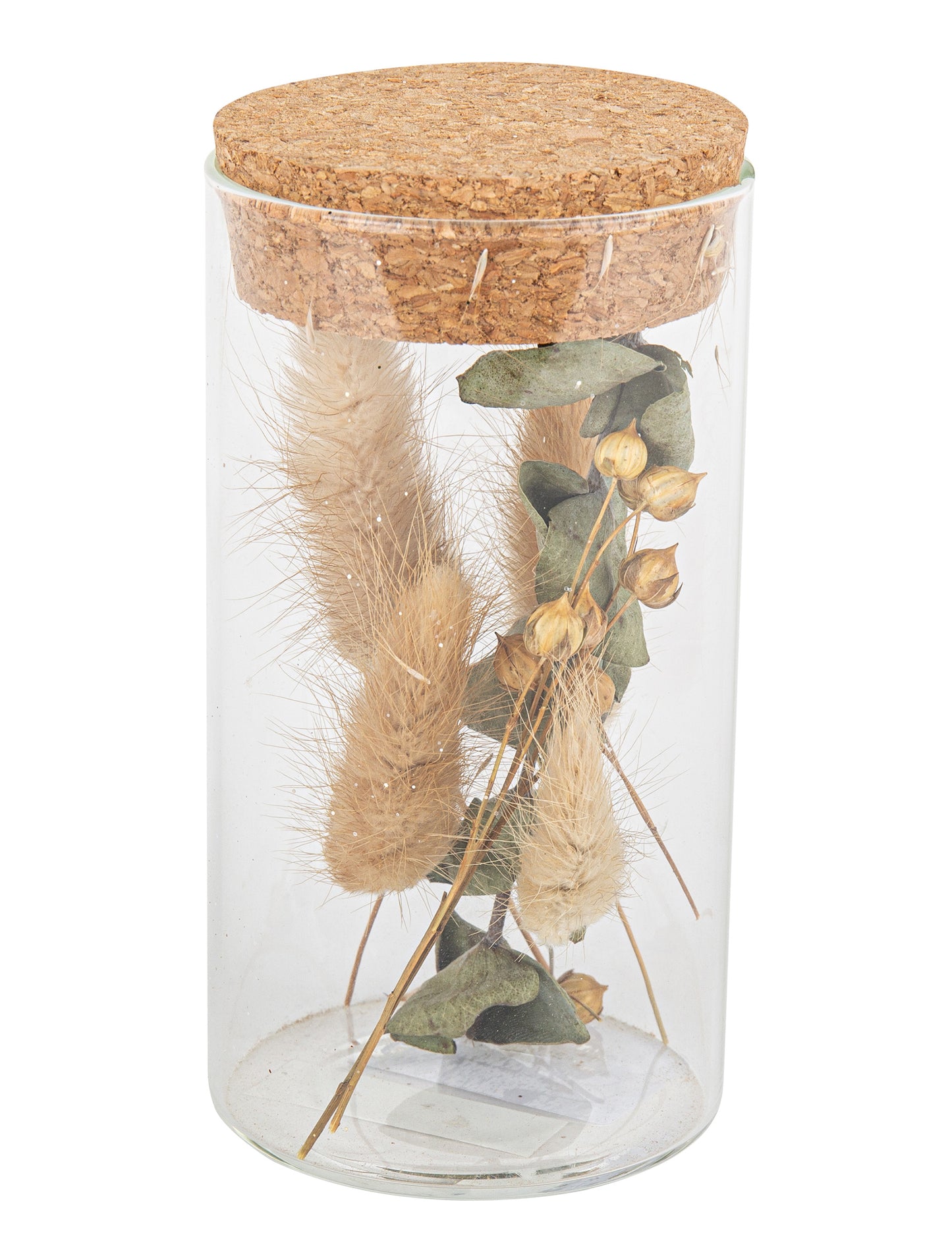 Borcan din sticlă cu pampoane și eucalipt 12,5 cm 