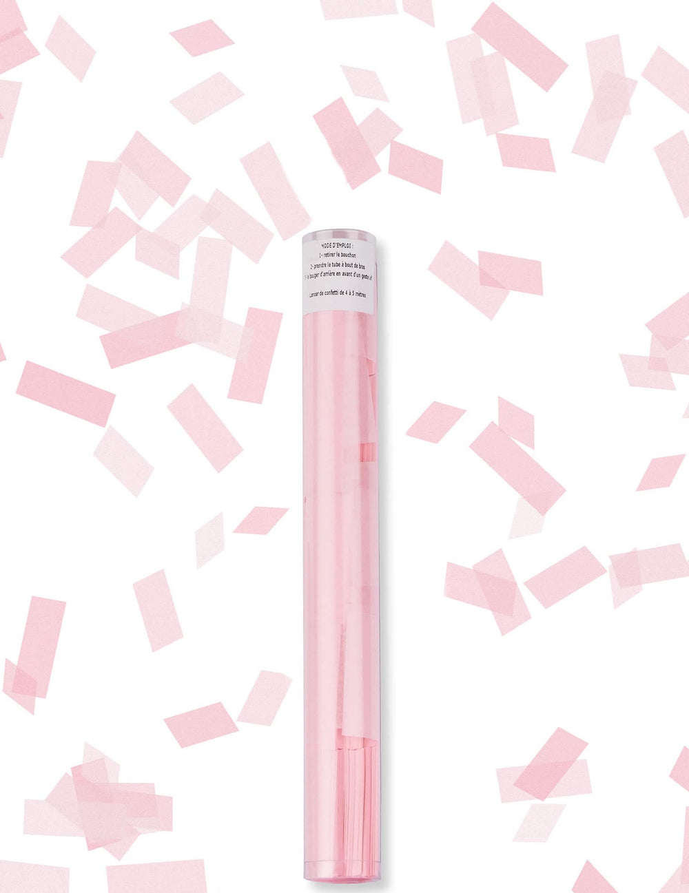 Tube lanceur de confettis rectangle pour fête rose