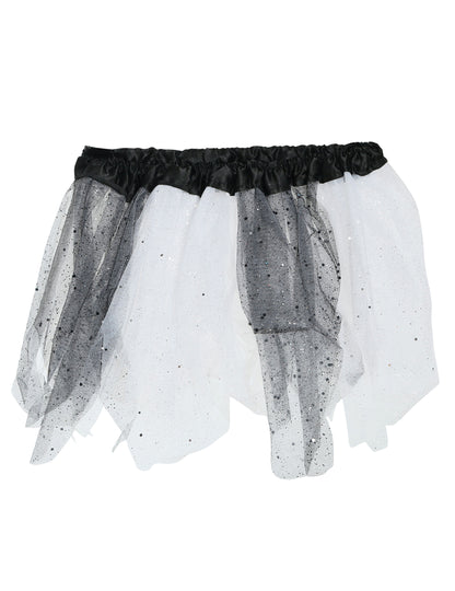 Alb -negru două -color tutu cu sclipici de fată