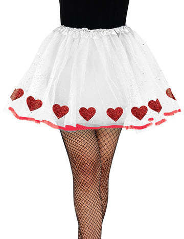 Tutu alb cu inimi roșii pentru adulți 