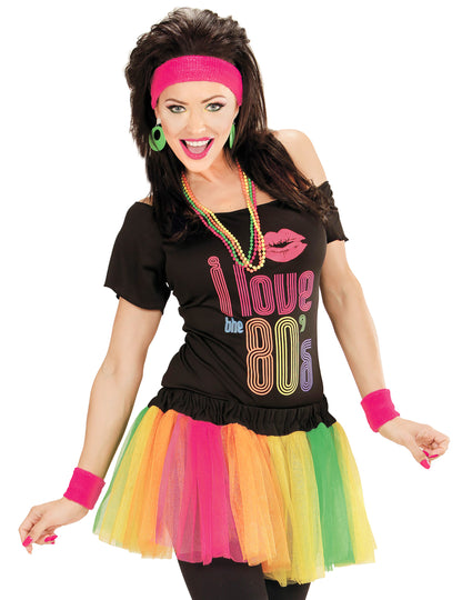 Tutu court multicolore fluo pour femme arc-en-ciel
