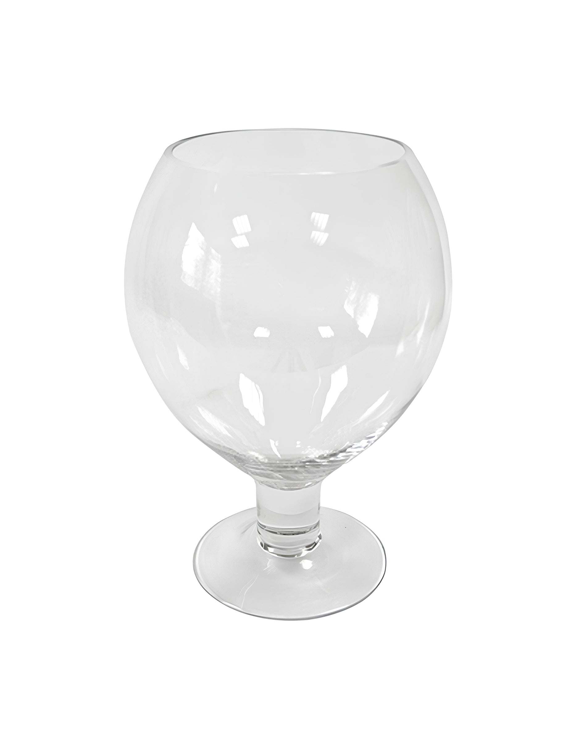 Vase ballon en verre transparent sur pied