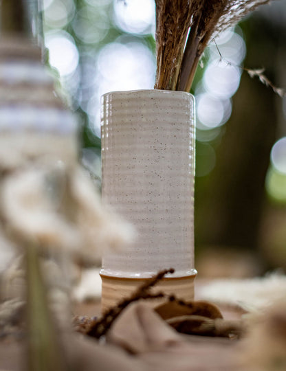 Vază bej pătat și nisipos 19 cm ceramică