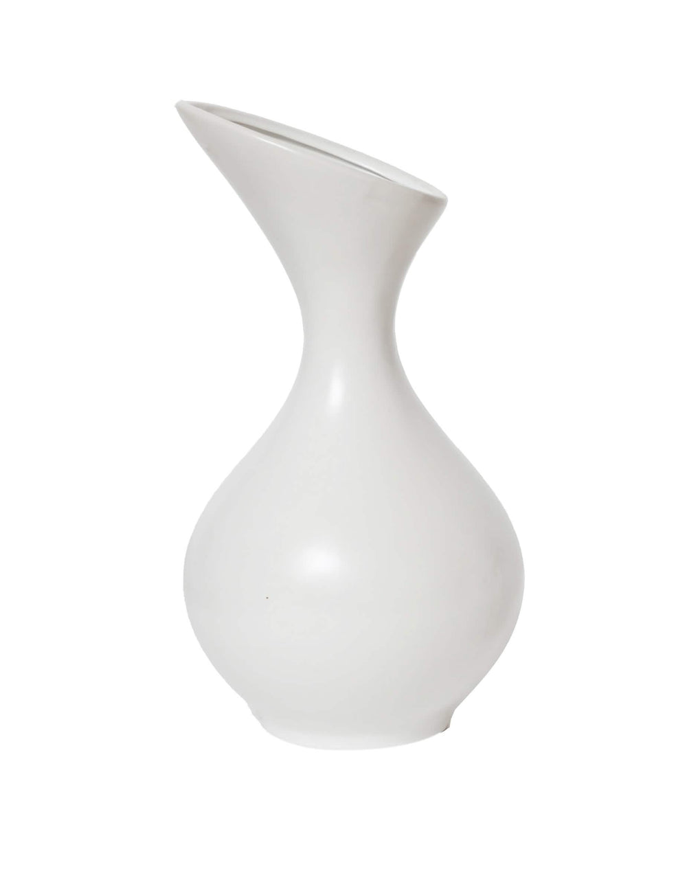Vază din ceramică rotunjită, asimetrică, albă