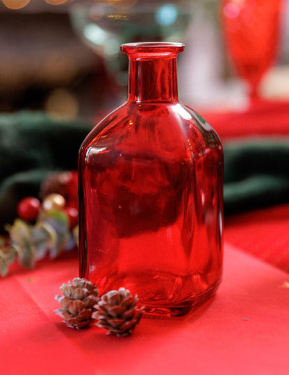 Vase en verre rouge 6,5 x 13,5 cm
