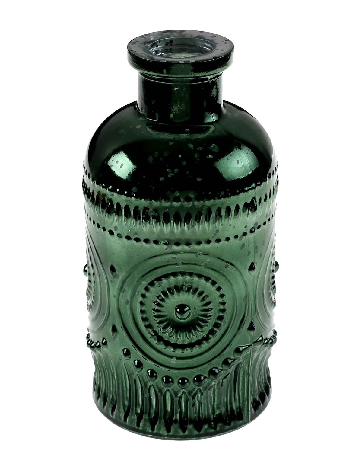 Vază vintage strălucitoare din sticlă verde brad 6 x 12 cm