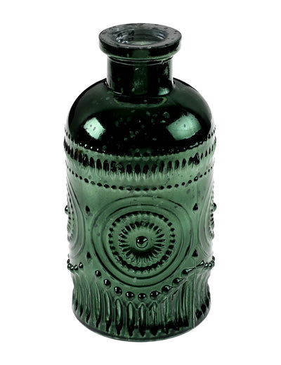 Vază vintage strălucitoare din sticlă verde brad 6 x 12 cm