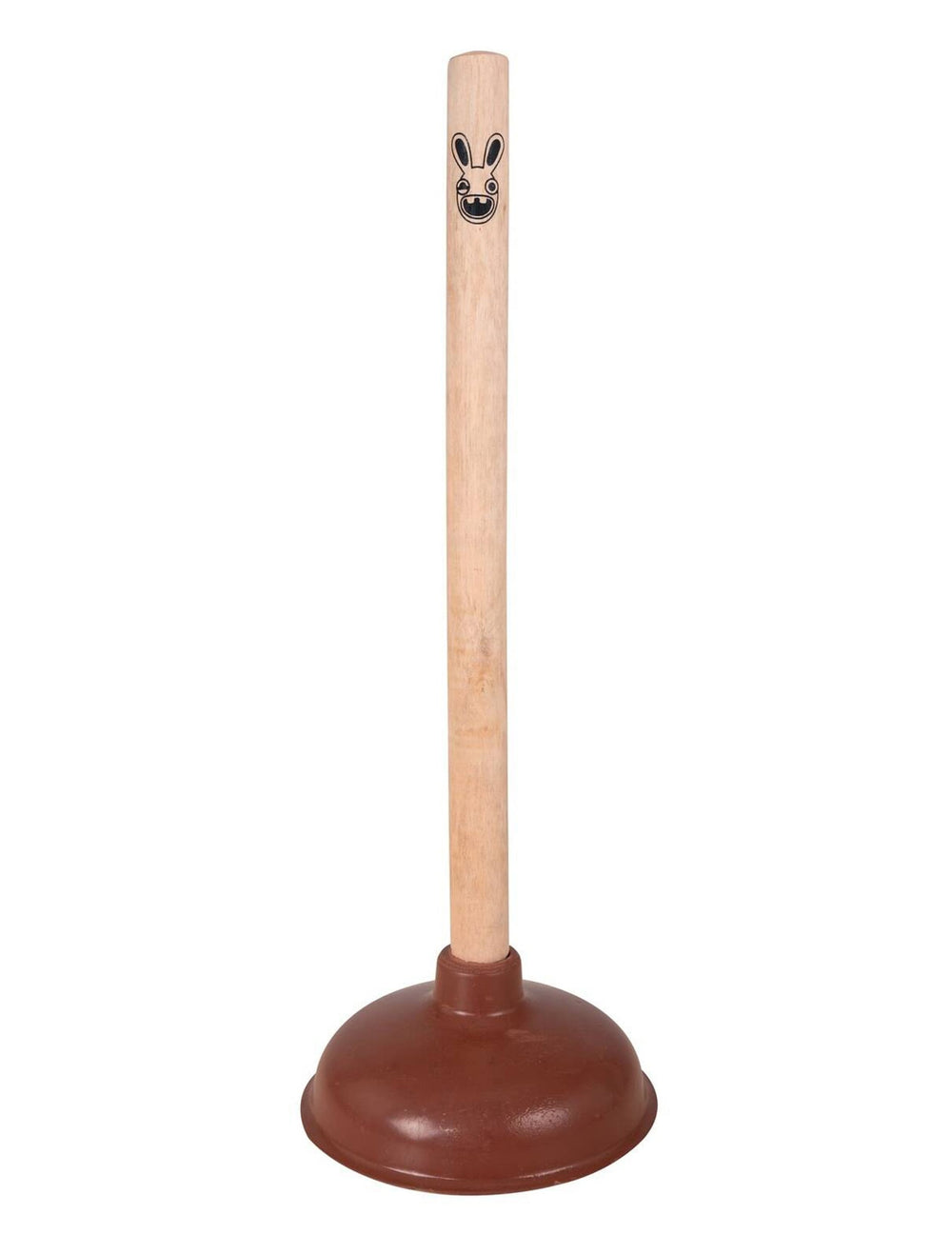 Ventouse Lapins crétins pour adulte marron avec manche en bois imprimé