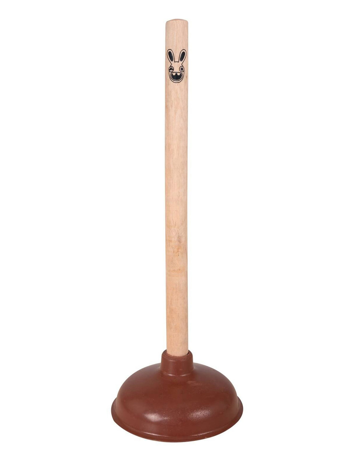 Ventouse Lapins crétins pour adulte marron avec manche en bois imprimé