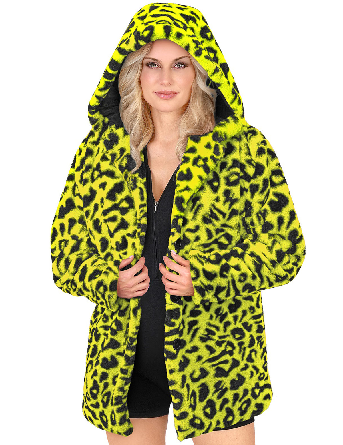 Sacou cu glugă de leopard galben adult