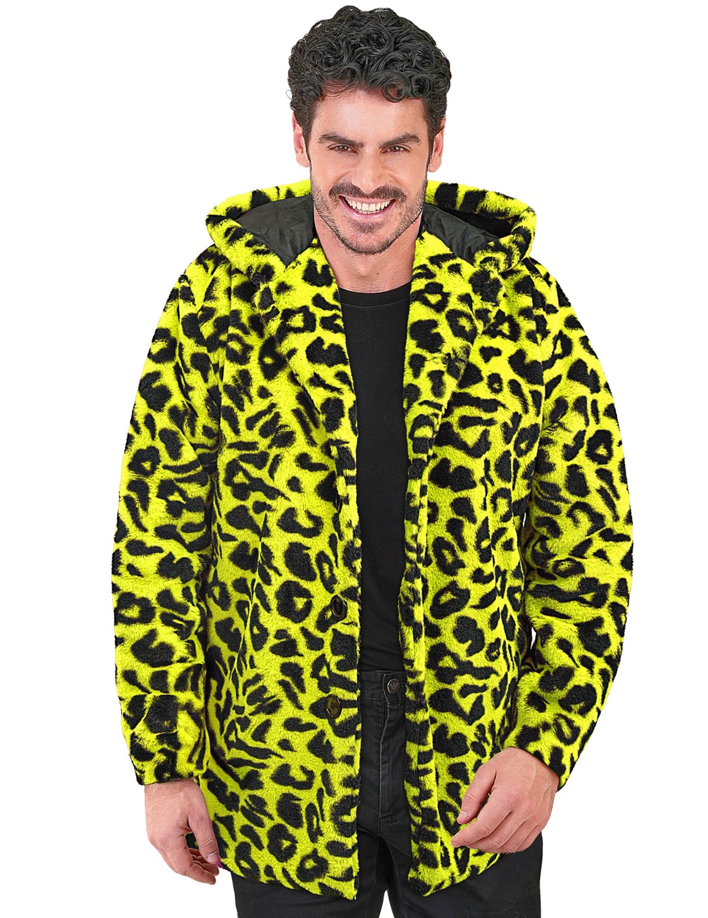Veste à capuche léopard jaune adulte
