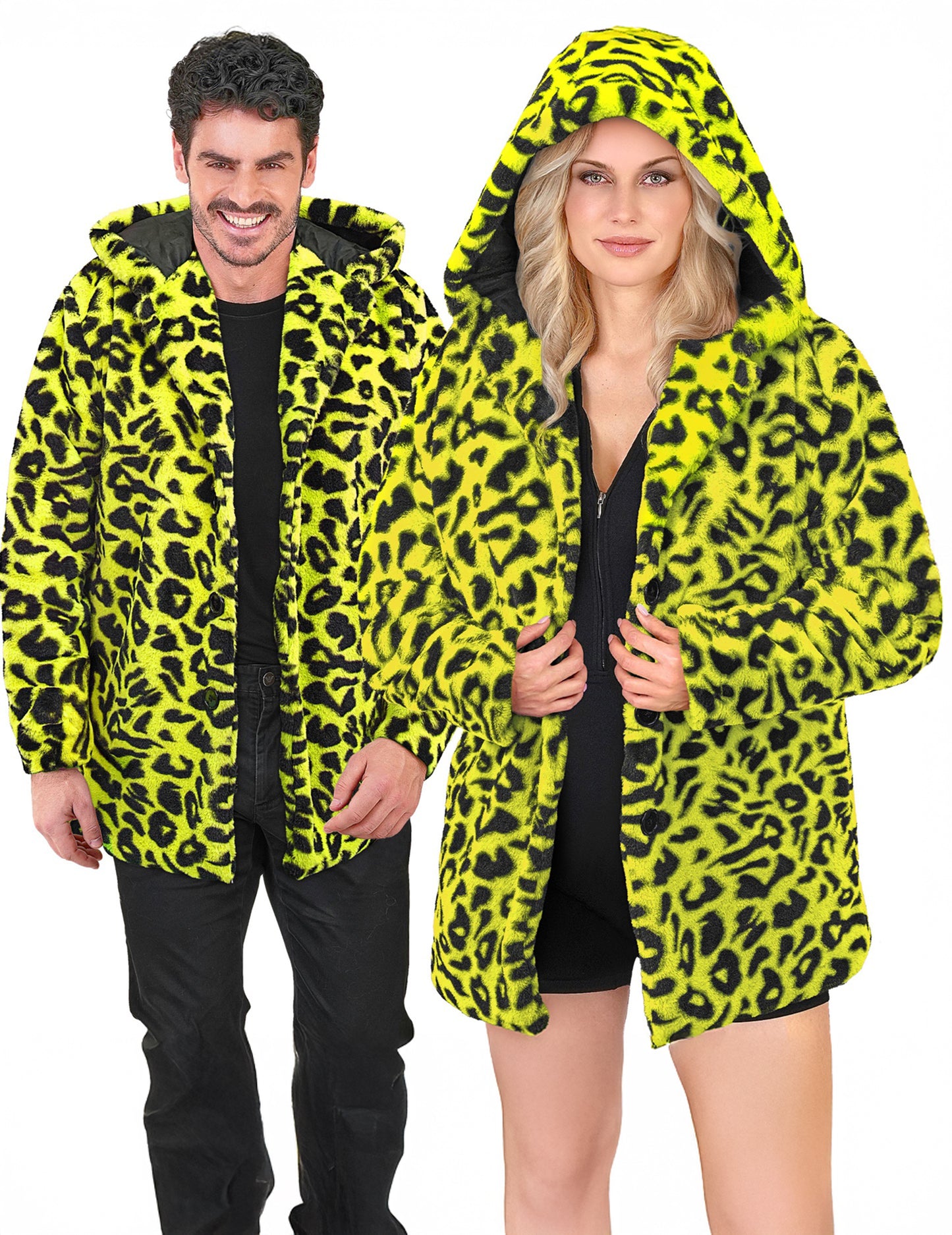 Veste à capuche léopard jaune adulte