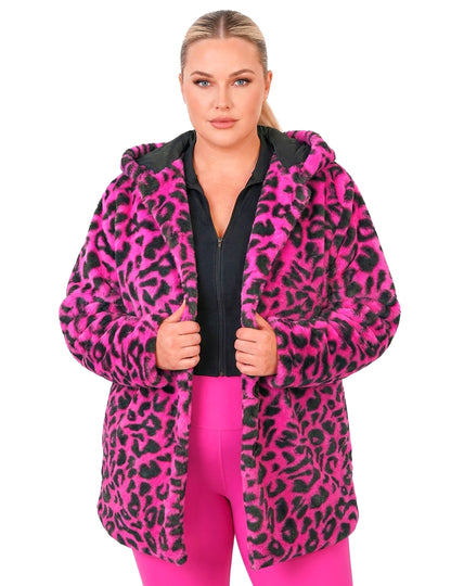 Sacou cu glugă pentru leopard roz pentru adulți