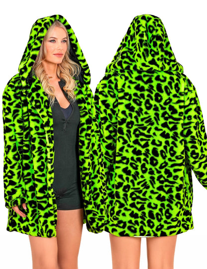 Veste à capuche léopard vert adulte