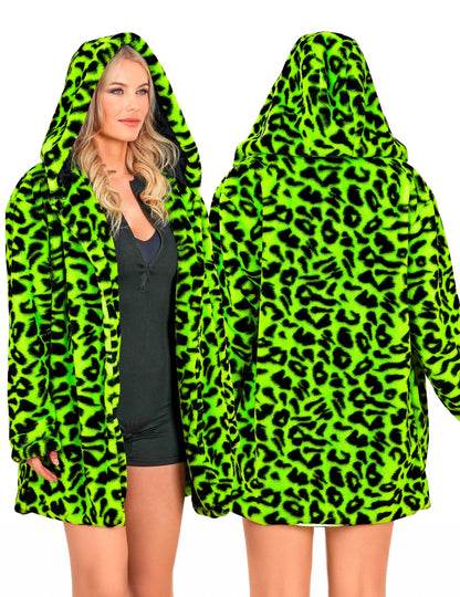 Sacou cu glugă pentru leopard verde adult