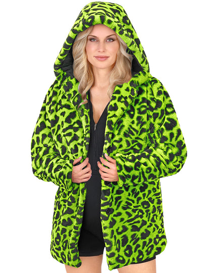Veste à capuche léopard pour adulte vert