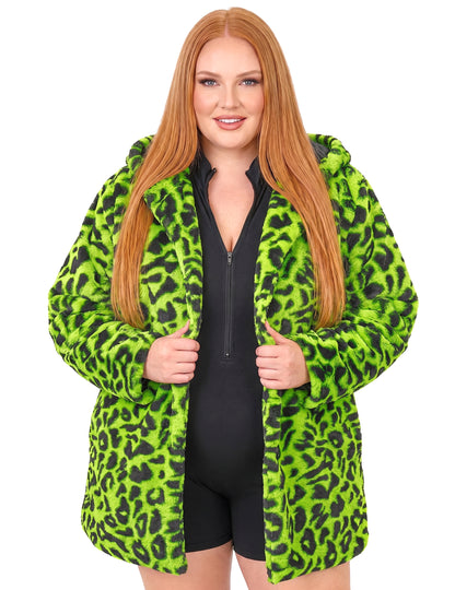 Sacou cu glugă pentru leopard verde adult