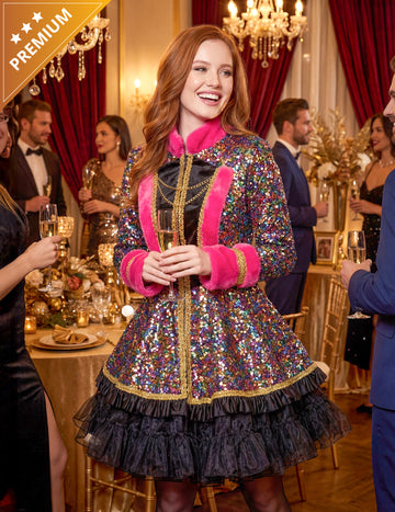 Jachetă de lux pentru femei, cu paiete multicolore