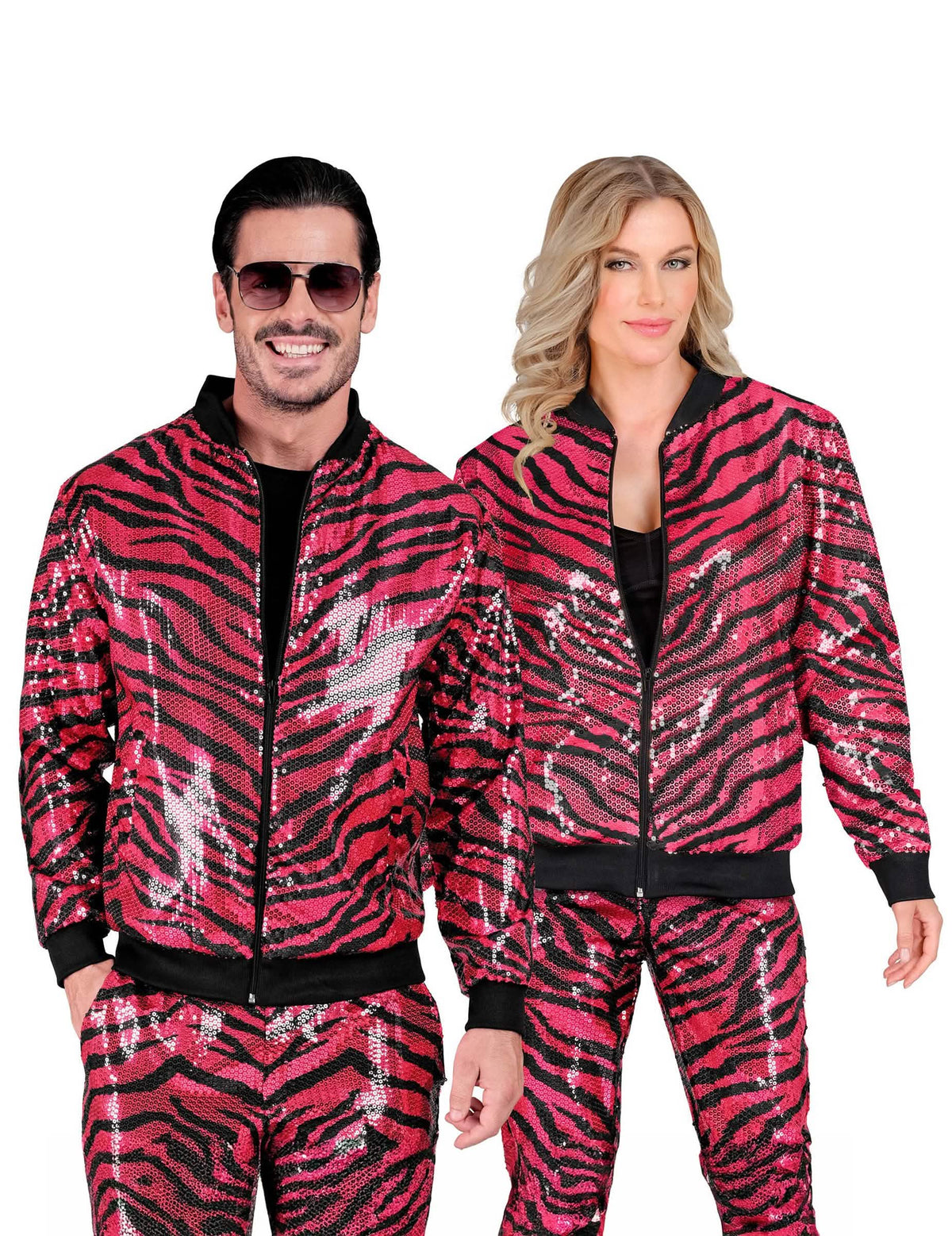 Veste à sequins tigrée rose adulte