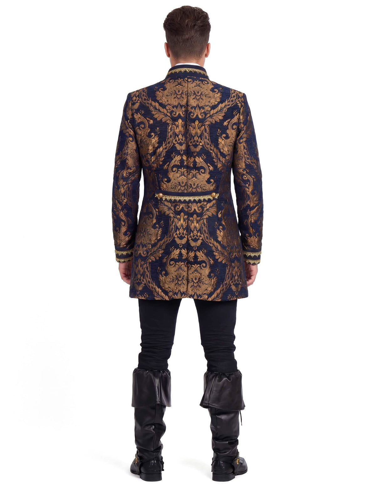 Veste baroque brodée luxe bleue homme