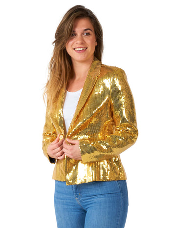 Sacou blazer cu paiete de paiete de aur