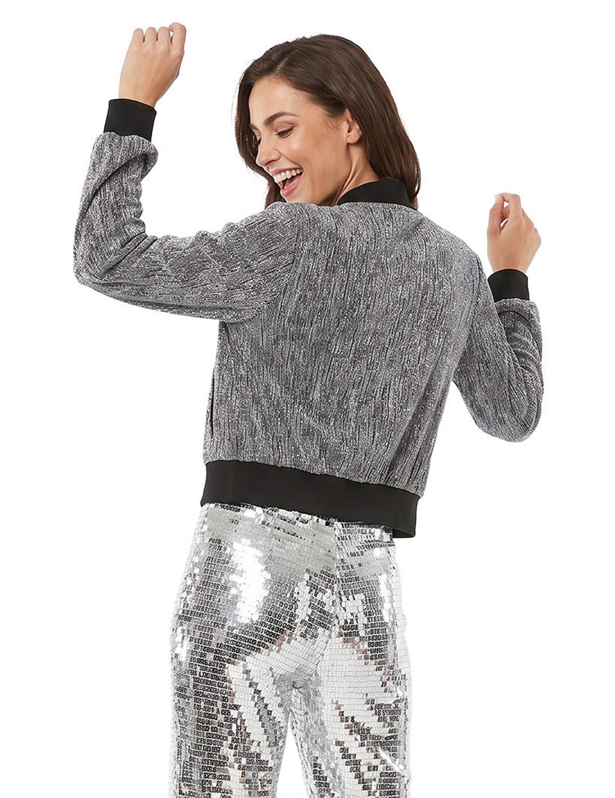 Veste brillante argentée femme