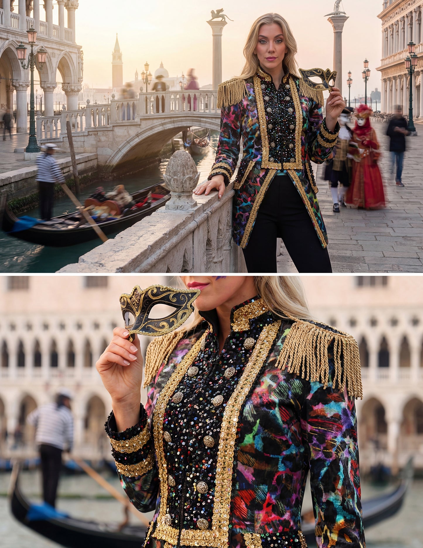 Jachetă de carnaval de lux pentru femei în culori neon