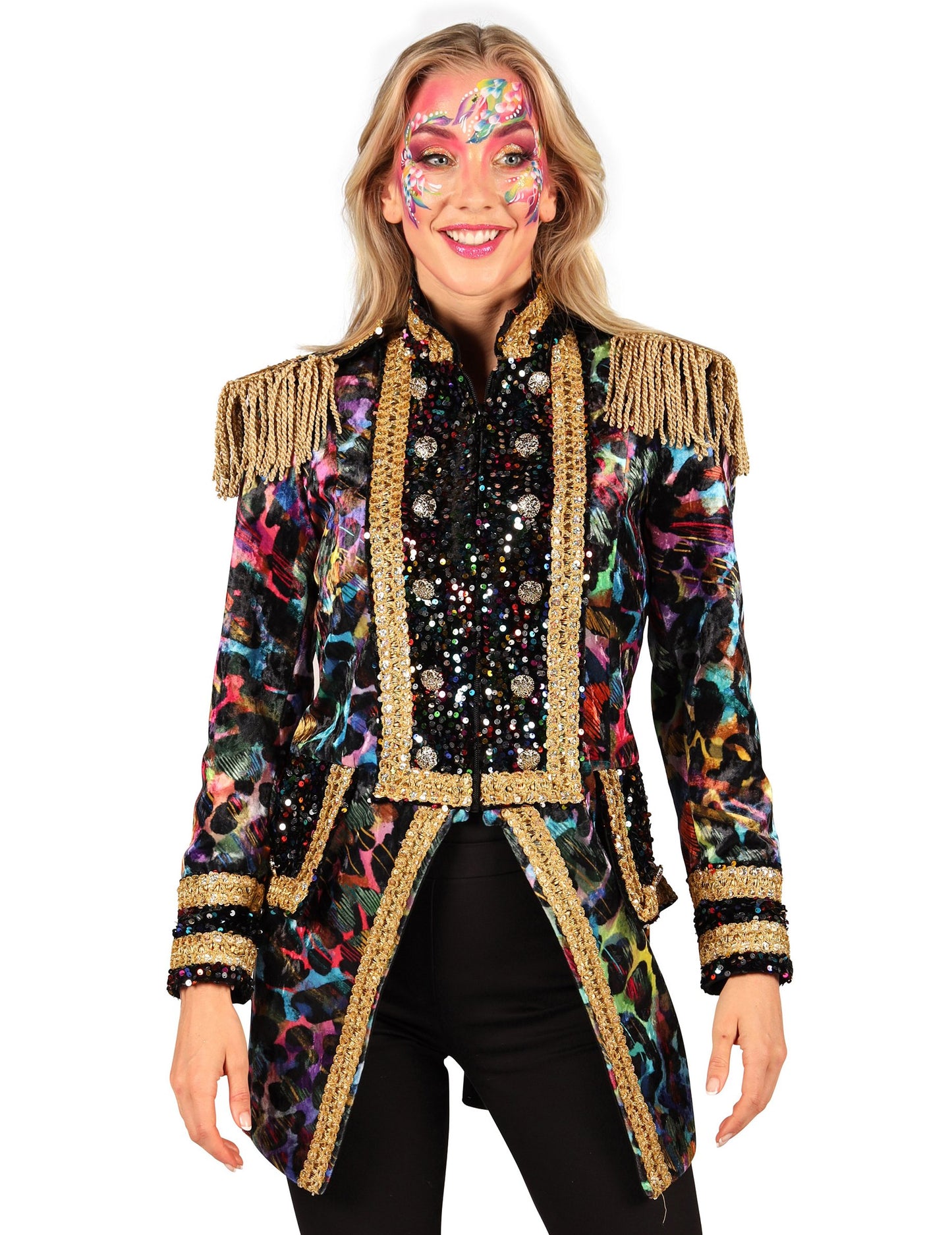 Jachetă de carnaval de lux pentru femei în culori neon