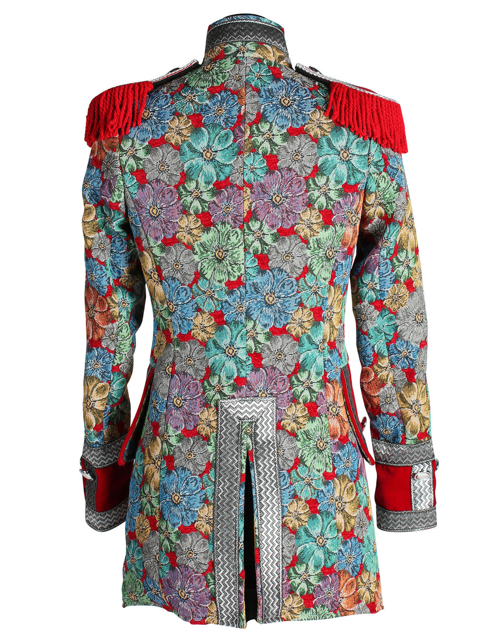 Vue de dos de la veste de carnaval motif floral haut de gamme