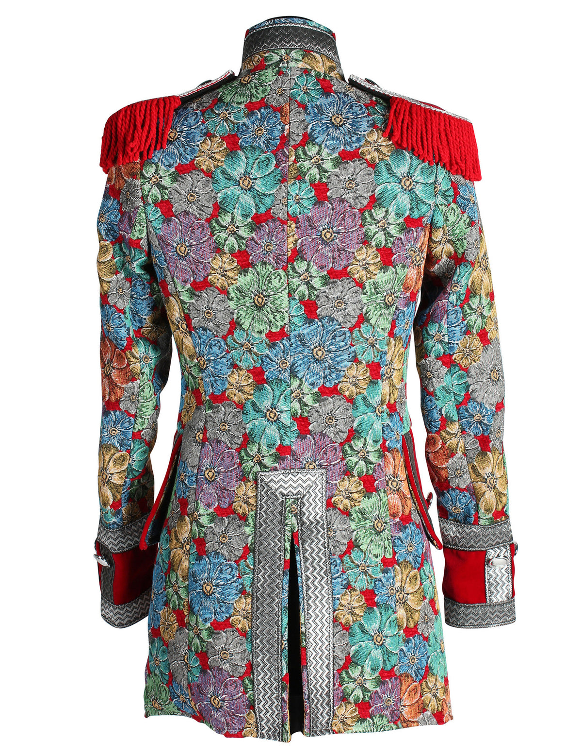 Vue de dos de la veste de carnaval motif floral haut de gamme