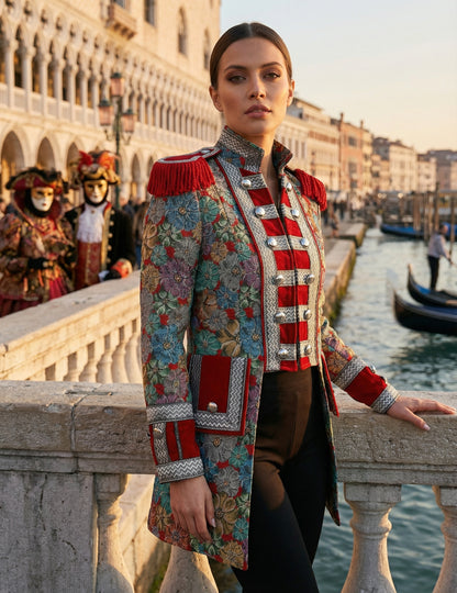 Jachetă de carnaval pentru femei cu imprimeu floral de înaltă calitate