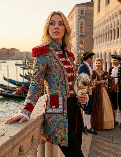 Jachetă de carnaval pentru femei cu imprimeu floral de înaltă calitate