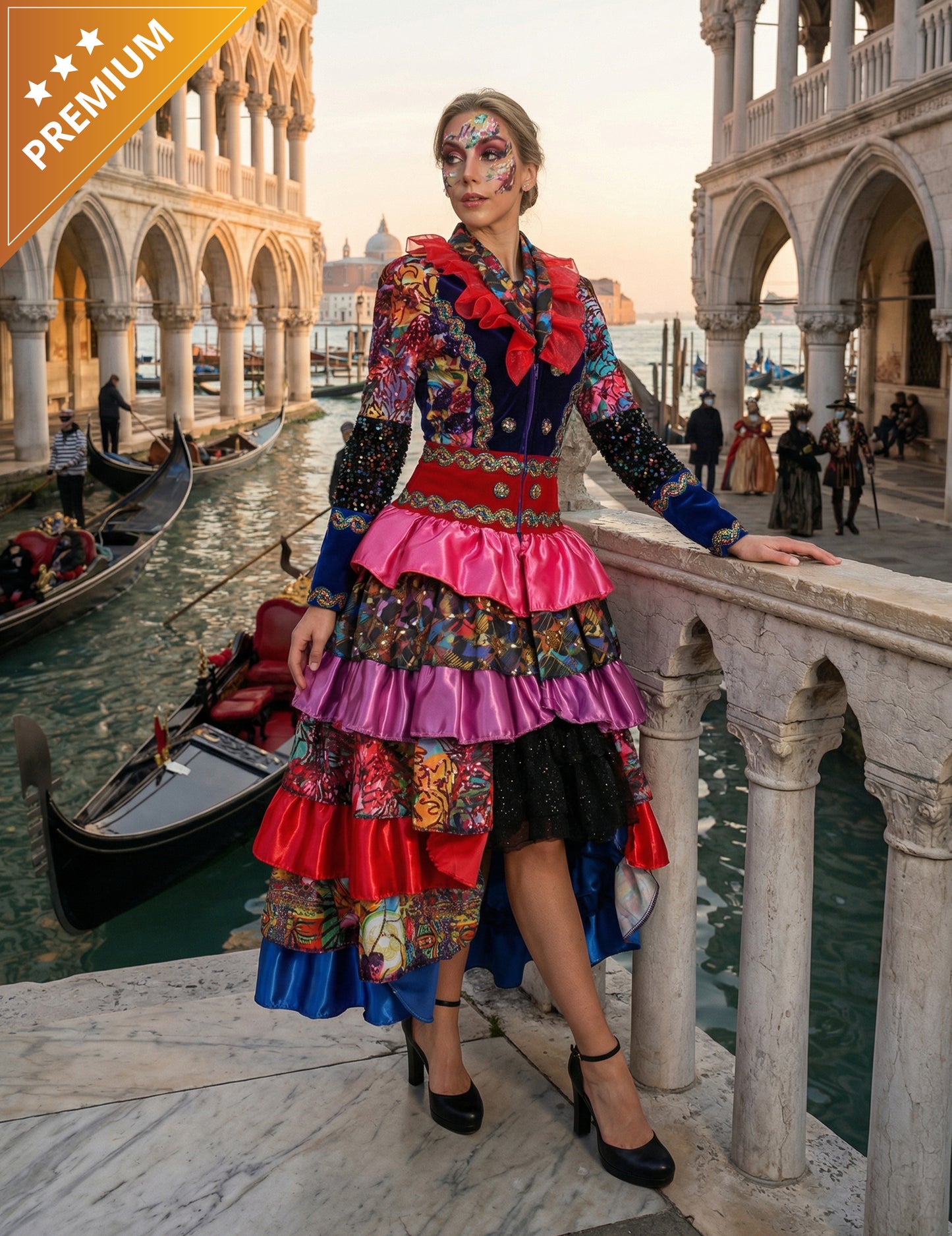 Jachetă de carnaval pentru femei, de înaltă calitate, multicoloră, în stil Fiesta Carnival