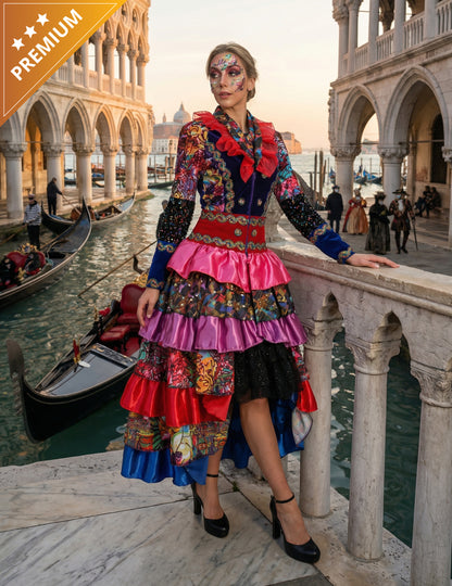 Jachetă de carnaval pentru femei, de înaltă calitate, multicoloră, în stil Fiesta Carnival